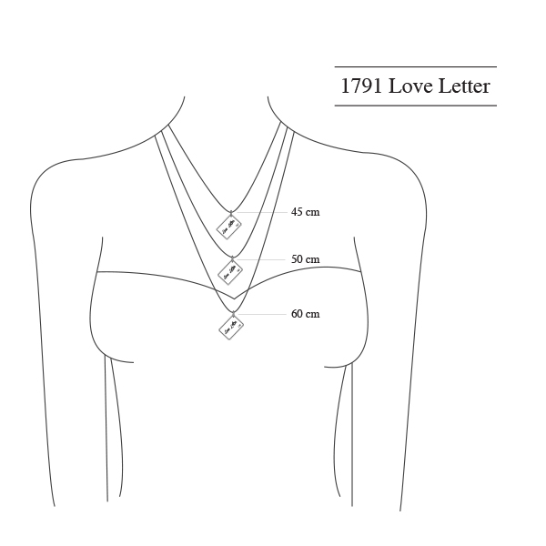 Diamond Stamp Letter Necklace in 9kt White Gold AU - Dimensions