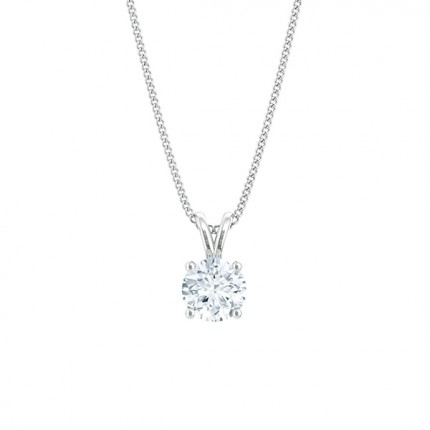 4 claw pendant Round Brilliant in 18kt White Gold AU