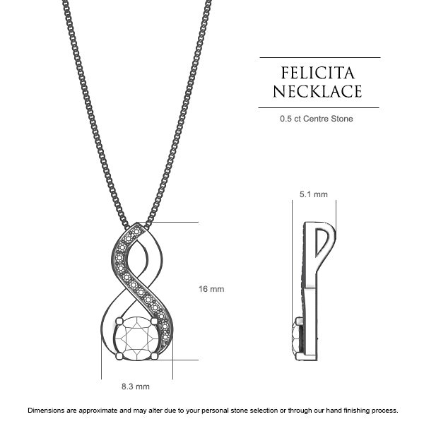 Felicita Round Brilliant Diamond Necklace in 18kt White Gold AU - Dimensions