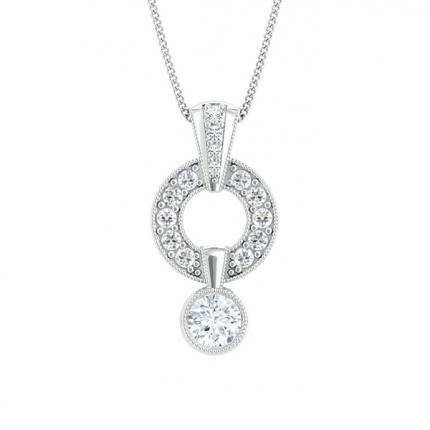 Cluster Drop Round Brilliant Diamond Necklace in 18kt White Gold AU