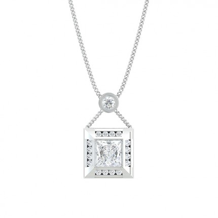 Princess Cluster Princess Pendant in 18kt White Gold AU