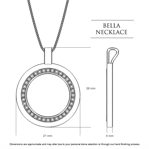 Bella Diamond Necklace in Platinum 950 AU - Dimensions