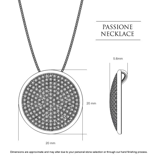 Passione Diamond Necklace in Platinum 950 AU - Dimensions