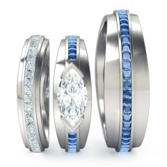 Deep Blue Matching Set Marquise in Platinum 950