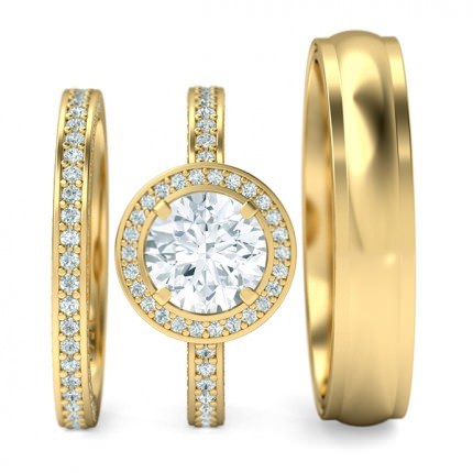 Sempre Matching Set Round Brilliant in 18kt Yellow Gold AU