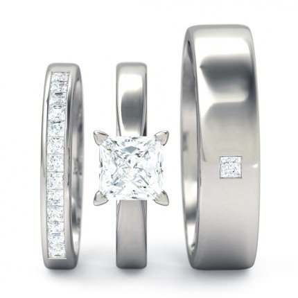 Princess Solitaire Princess Matching Set in Platinum 950 AU