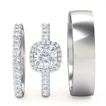 Priana Cushion Matching Set in 18kt White Gold AU