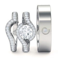 Perlina Round Brilliant Matching Set in 18kt White Gold