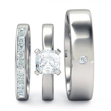 Splendente Matching Set Asscher in Platinum 950 AU