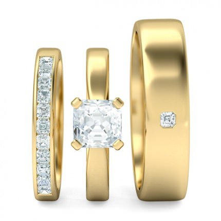 Splendente Matching Set Asscher in 18kt Yellow Gold AU