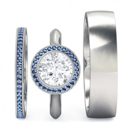 Azure Matching Set Round Brilliant in Platinum 950 AU