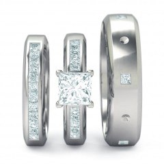 Elena Matching Set Princess in 18kt White Gold + PT setting