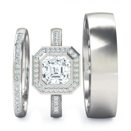 Imilia Matching Set Asscher in Platinum 950 AU