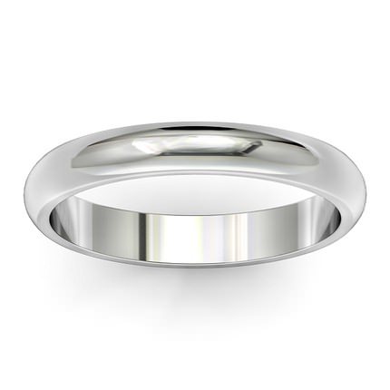 D Shape Band Wedding Band in 18kt White Gold AU