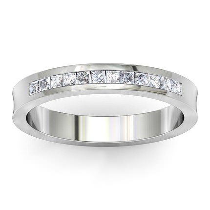 Concave Princess Band Wedding Band in 18kt White Gold AU