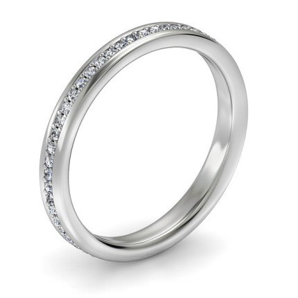 Bead-set Band Wedding Band in 18kt White Gold AU - Main View