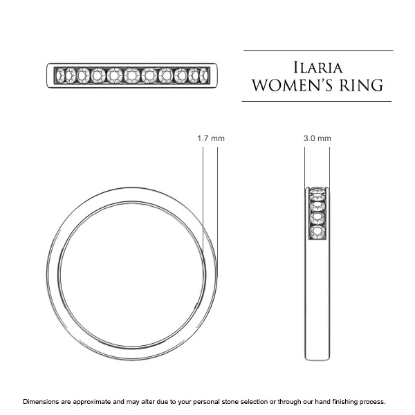 Ilaria Womens Wedding Band in 18kt White Gold AU - Dimensions