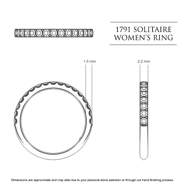 1791 Classic Women's Wedding Band in 18kt White Gold AU - Dimensions