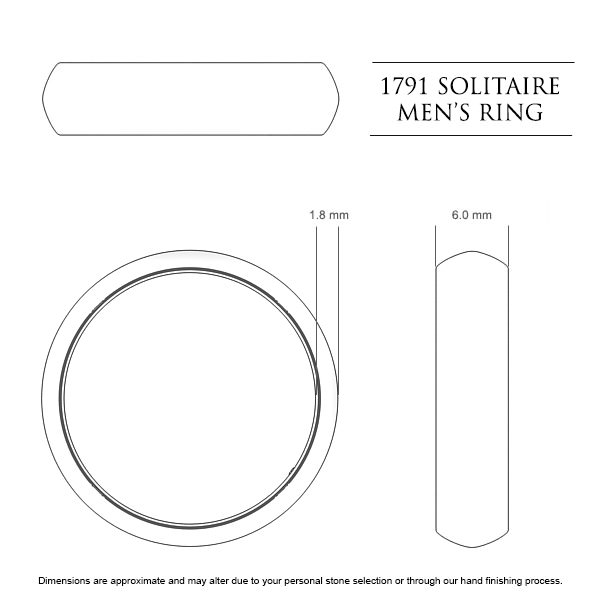 1791 Classic Men's Wedding Band in 18kt White Gold AU - Dimensions