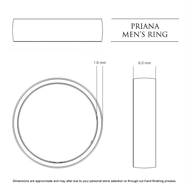 Priana Men's Wedding Band in Platinum 950 AU - Dimensions