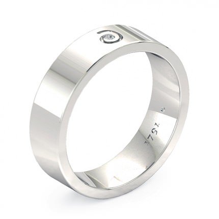 Perlina Men's Wedding Band in 18kt White Gold AU - Main View
