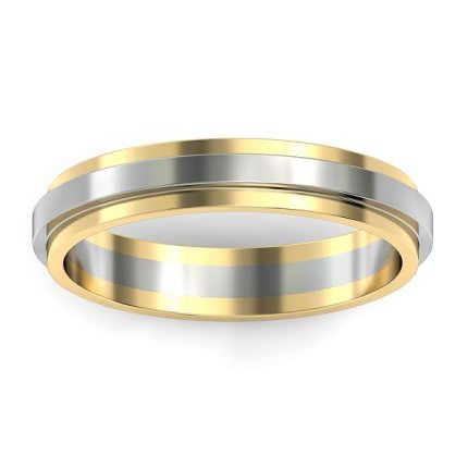 Two-tone Stepped Wedding Band in 18kt Yellow Gold AU