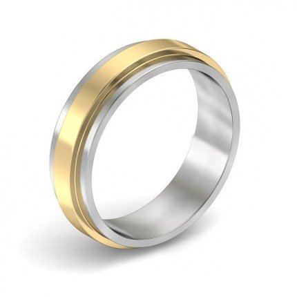 Two-Tone Stepped Wedding Band in 18kt White Gold AU - Main View