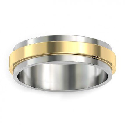 Two-Tone Stepped Wedding Band in 18kt White Gold AU