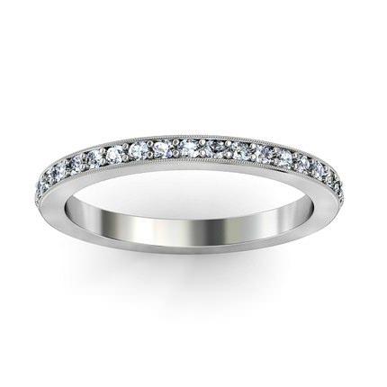 Millgrain Wedding Band in 18kt White Gold AU
