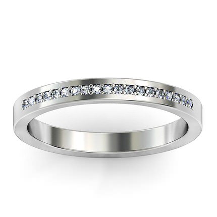 Bead-set Edged Wedding Band in Platinum 950 AU