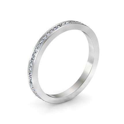 Full Bead-set Wedding Band in Platinum 950 AU - Main View