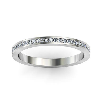 Full Bead-set Wedding Band in Platinum 950 AU
