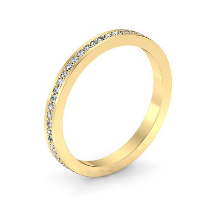 Full Bead-set Wedding Band in 18kt Yellow Gold AU - Main View