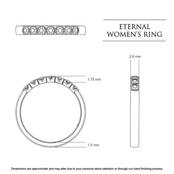 Eternal Women's Wedding Band in 18kt Yellow Gold AU - Dimensions