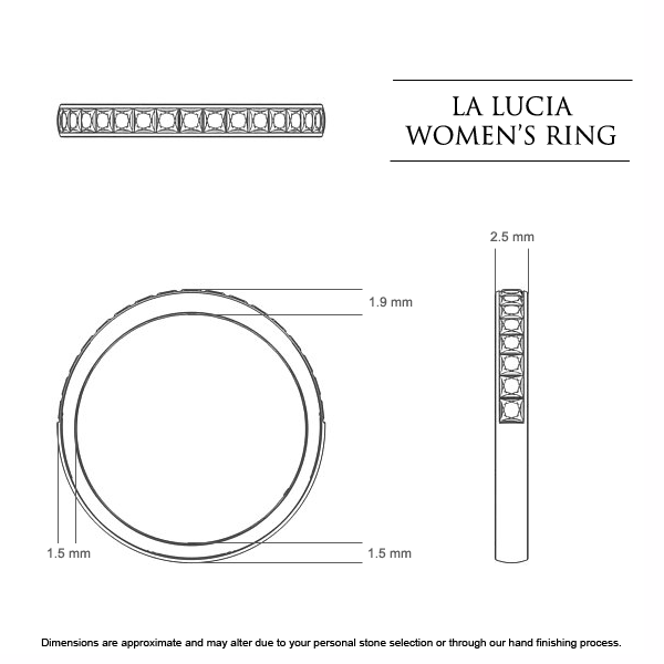 La Lucia Women's Wedding Band in Platinum 950 AU - Dimensions