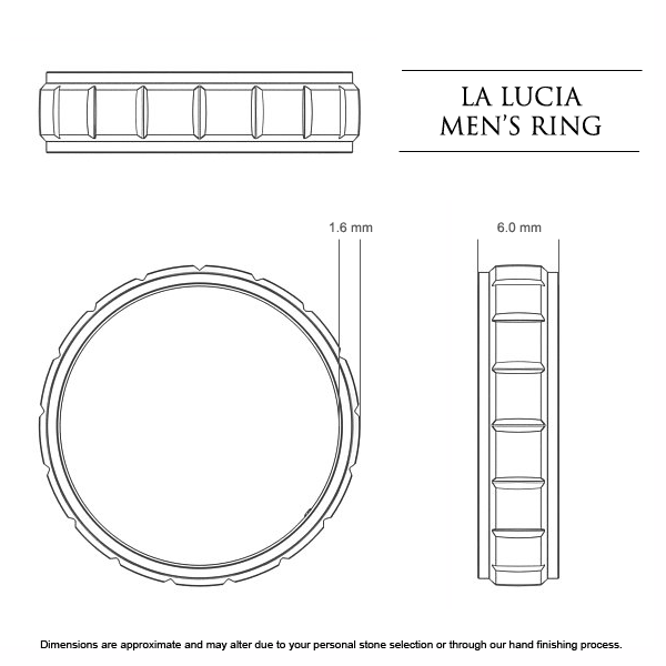 La Lucia Men's Wedding Band in Platinum 950 AU - Dimensions
