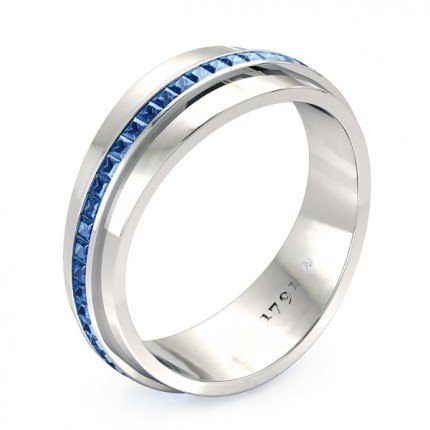 Deep Blue Men's Wedding Band in Platinum 950 AU - Main View