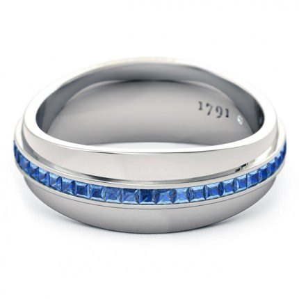 Deep Blue Men's Wedding Band in Platinum 950 AU