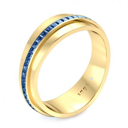 Deep Blue Men's Wedding Band in 18kt Yellow Gold AU - Main View