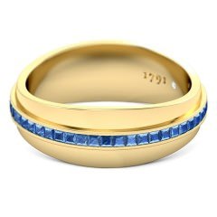 Deep Blue Men's Wedding Band in 18kt Yellow Gold