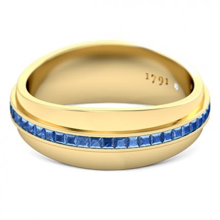 Deep Blue Men's Wedding Band in 18kt Yellow Gold AU