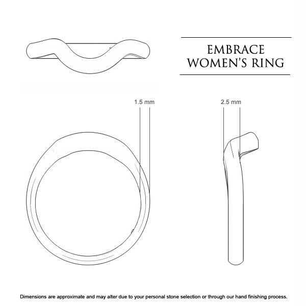 Embrace Women's Wedding Band in 18kt Yellow Gold AU - Dimensions