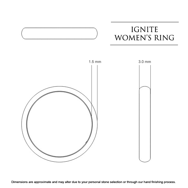 Ignite Women's Wedding Band in 18kt White Gold AU - Dimensions