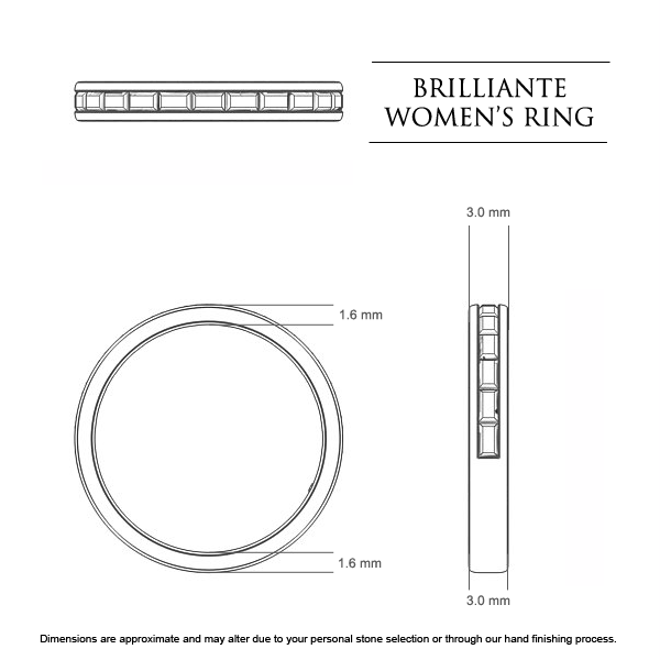 Brilliante Women's Wedding Band in 18kt White Gold AU - Dimensions