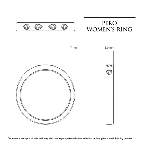 Pero Women's Wedding Band in 18kt White Gold AU - Dimensions