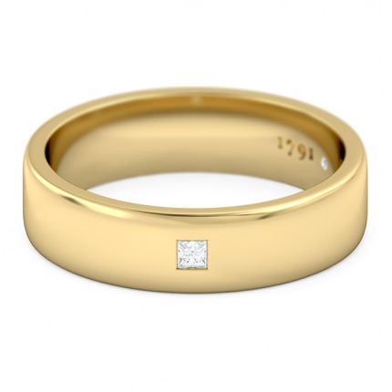 Princess Men's Wedding Band in 18kt Yellow Gold AU