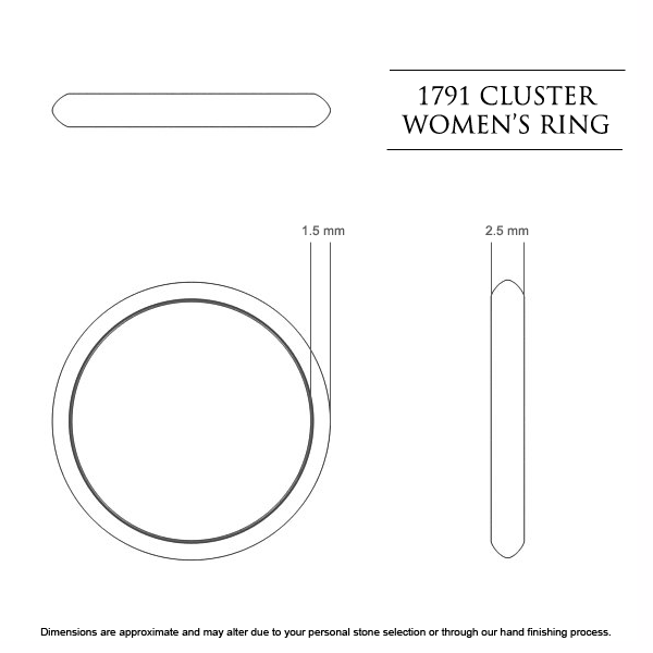 1791 Cluster Women's Wedding Band in 18kt White Gold AU - Dimensions