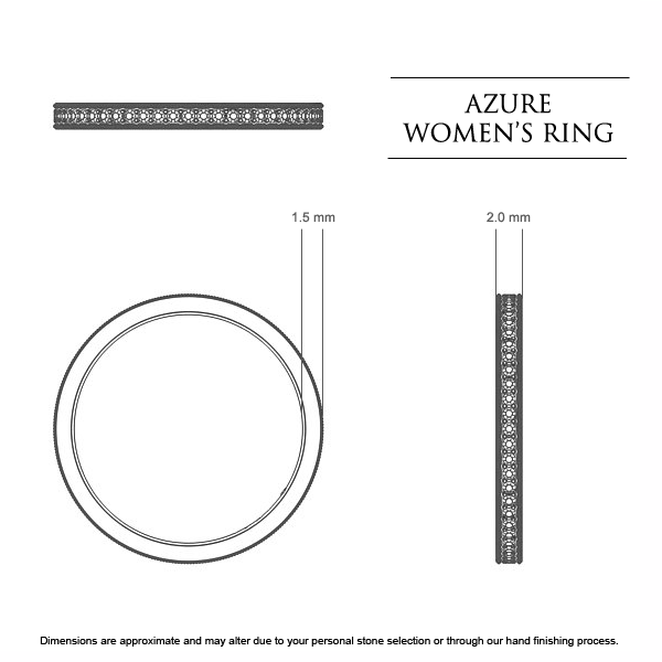 Azure Women's Wedding Band in 18kt Yellow Gold AU - Dimensions
