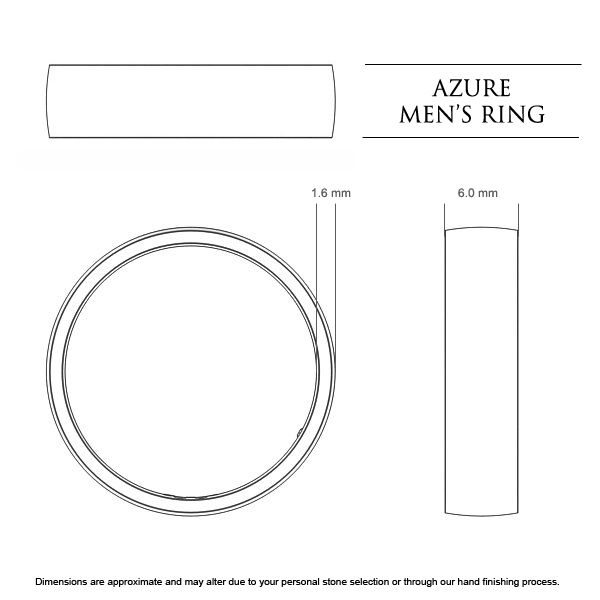 Azure Men's Wedding Band in 18kt Yellow Gold AU - Dimensions