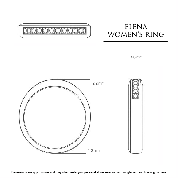 Elena Women's Wedding Band in 18kt Yellow Gold AU - Dimensions